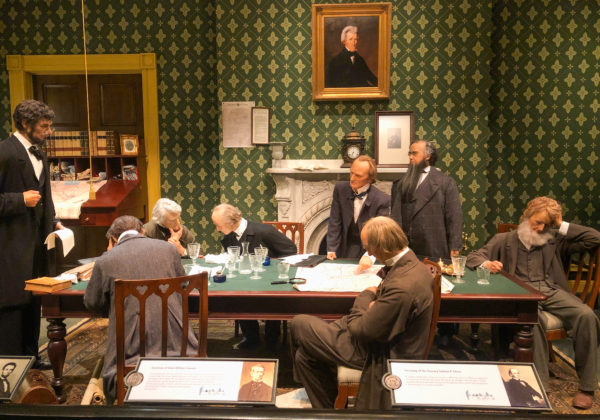 Szene mit historischen Figuren aus dem Abraham Lincoln Presidential Museum and Library