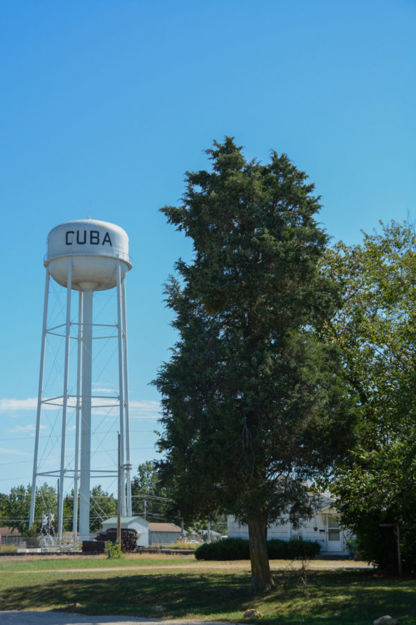 Wassertank mit Aufschrift Cuba in Missouri