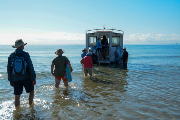 Passagiere betreten ein Ausflugsboot in Queensland