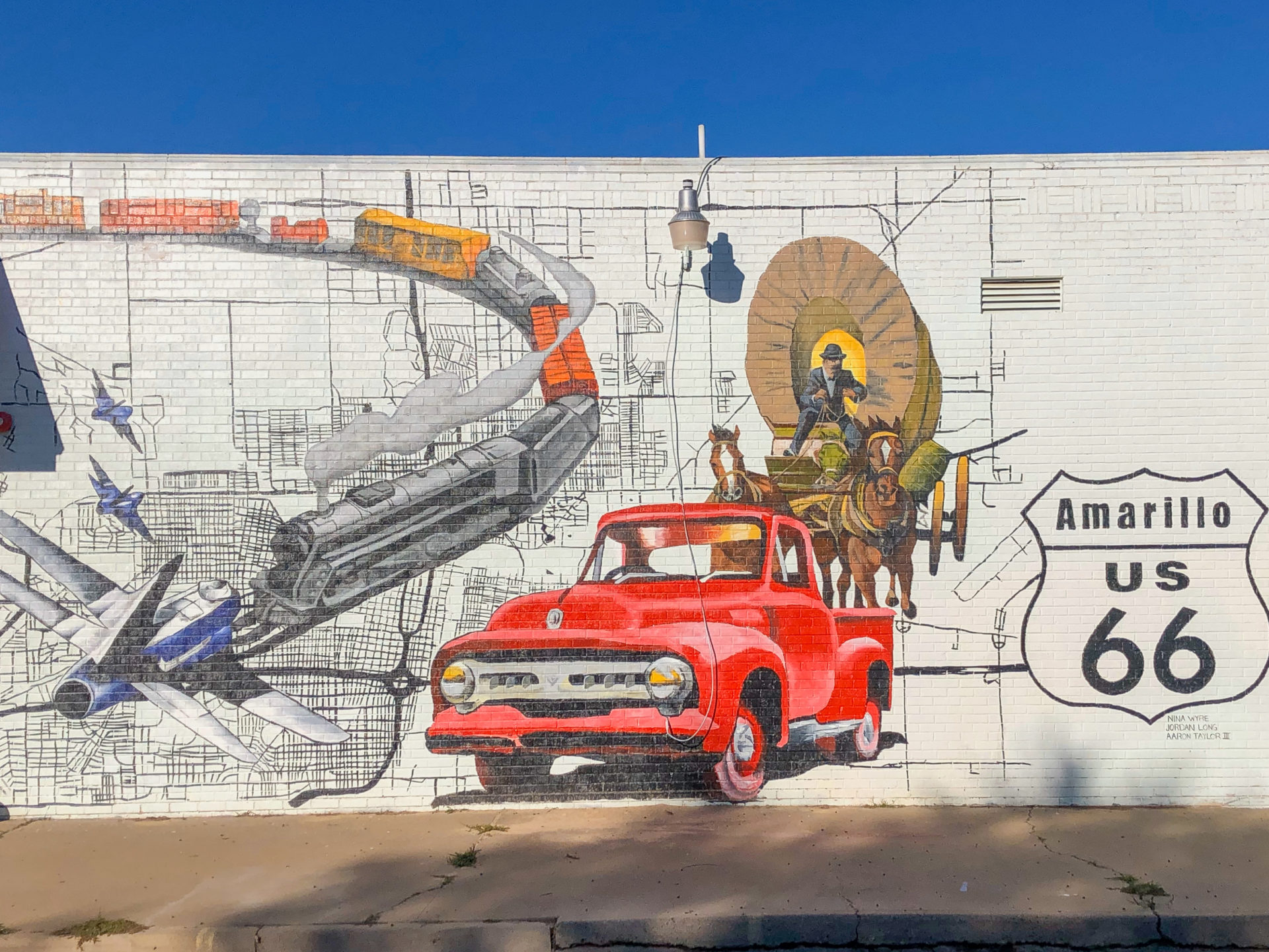 Wandgemälde im historischen Distrikt von Amarillo in Texas an der Route 66