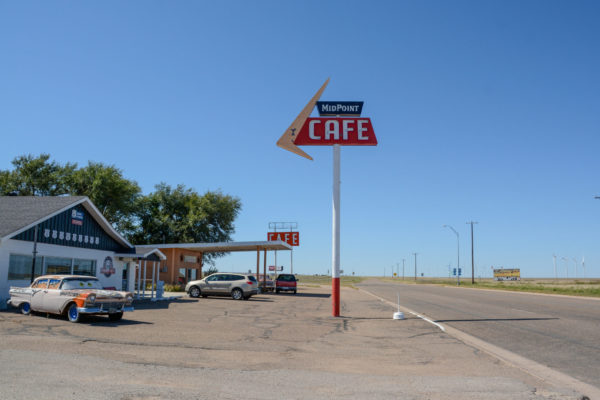 Das Midpoint Café an der Route 66 in Adrian, Texas