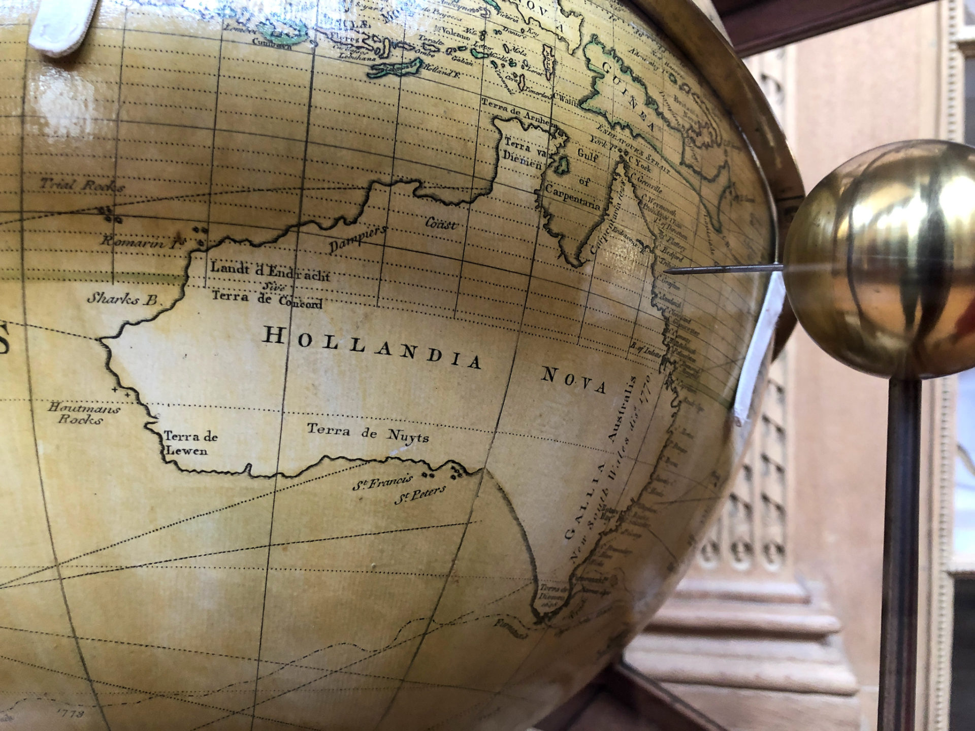 Globus im Teylers Museum in Haarlem auf dem Australien als Hollandia Nova ausgewiesen ist