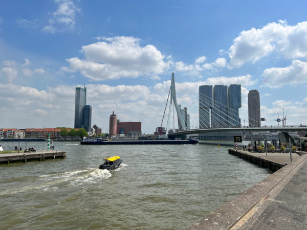 Wassertaxi vor der Erasmusbrücke in Rotterdam