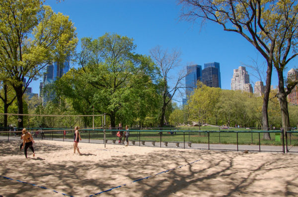 Beachvolleyballspiel im Frühling in New York