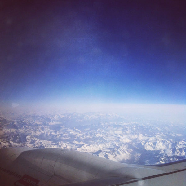 Unterwegs mit Norwegian nach Malaga mit Blick auf die Alpen
