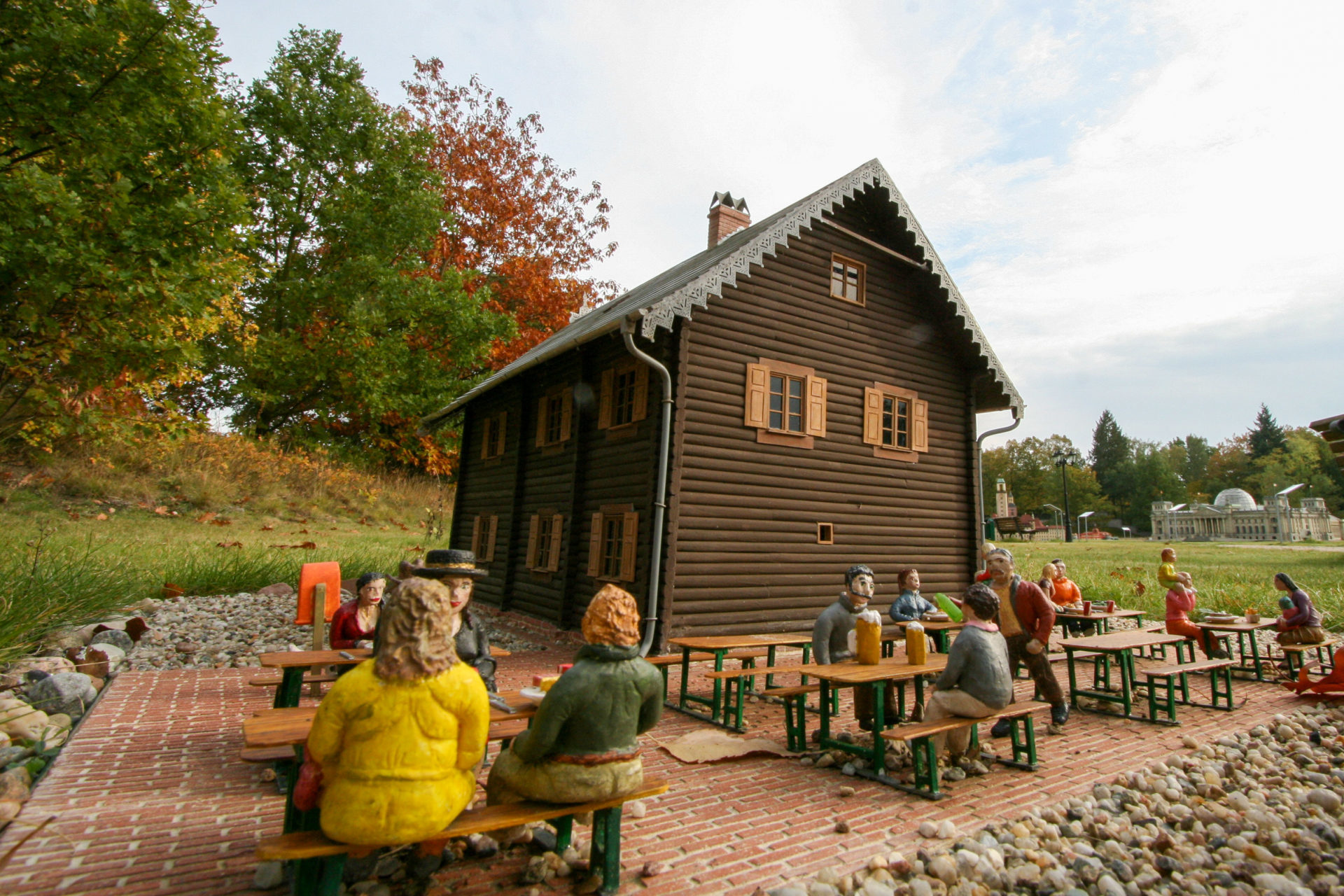 Holzhäuser der Kolonie Alexandrowka in Potsam im Modellpark Wulheide