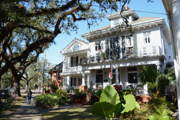 Viktorianische Villen und tropische Vegetation in New Orleans