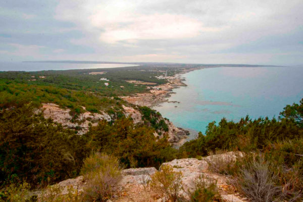 Blick auf das Tiefland von Formentera
