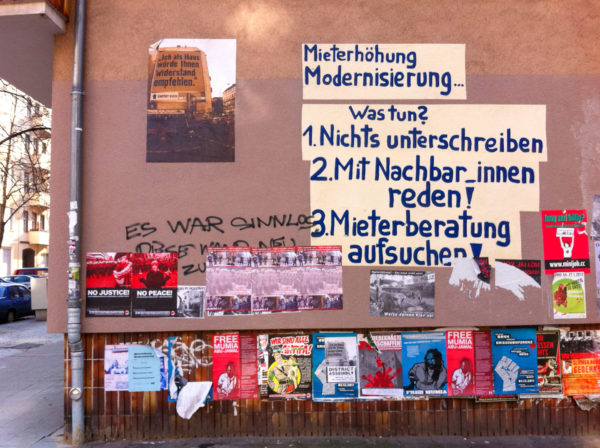 Parolen gegen Mieterhöhung an einer Hauswand in Berlin