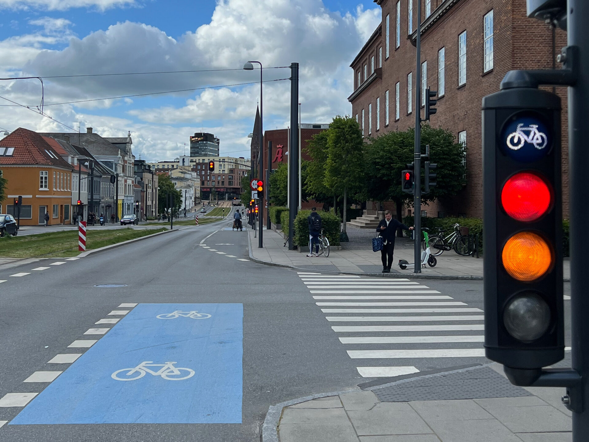 Radfahrerampel auf Augenhöhe in der fahrradfreundlichen Stadt Odense