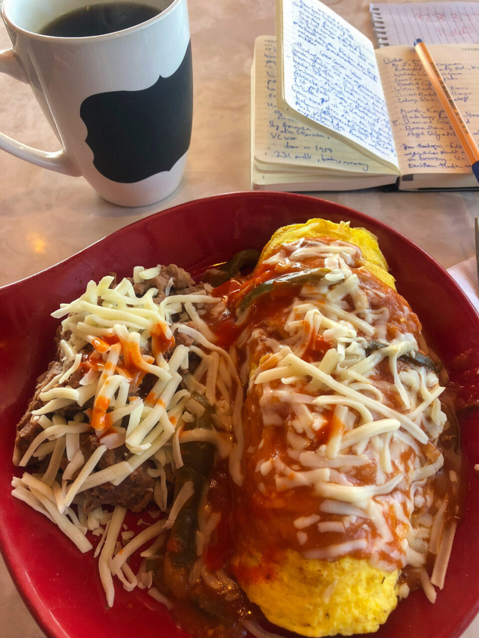 Breakfast Burriot in Rutherford's Diner in Kingman, Arizona
