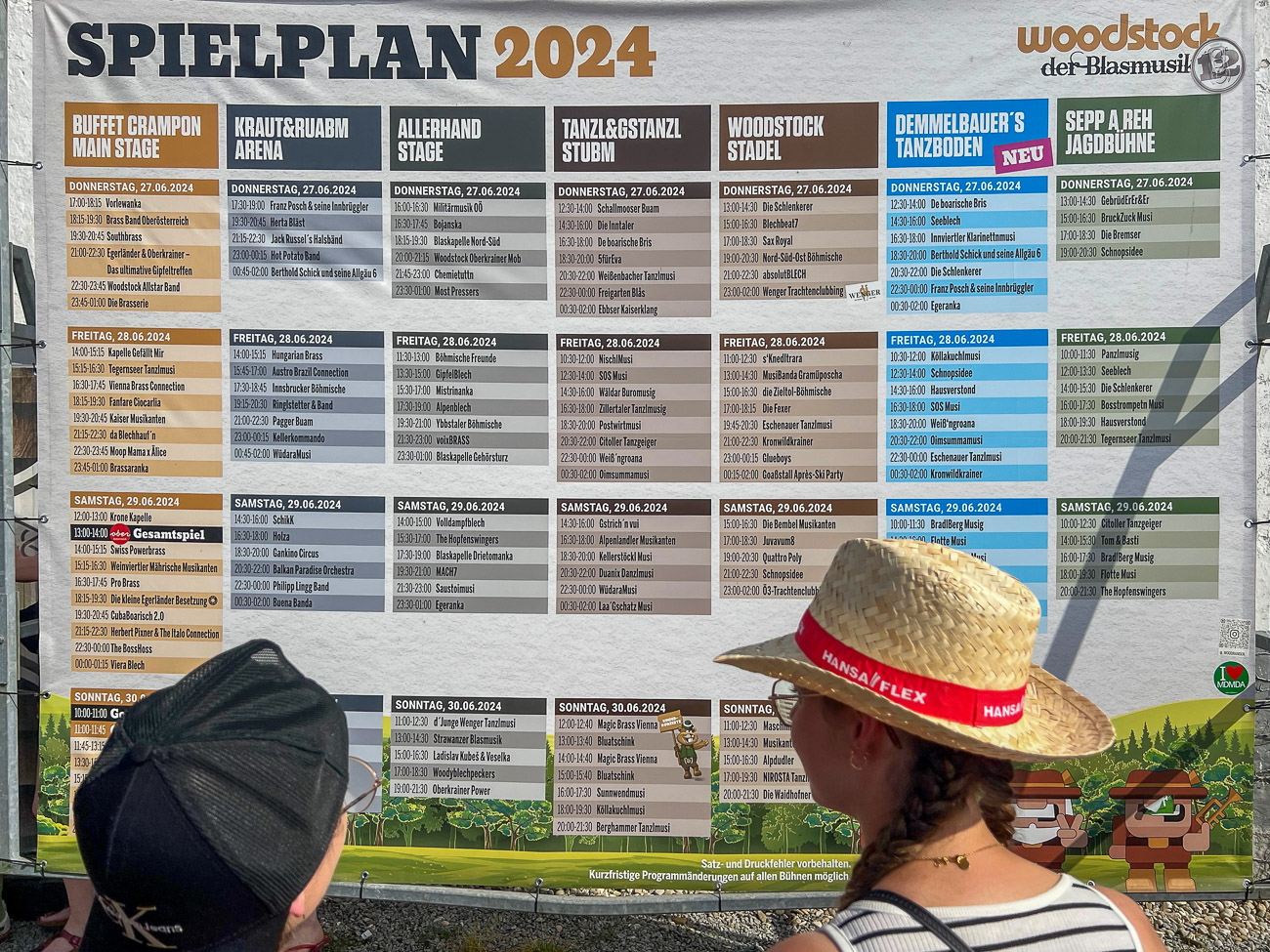 Spielplan der Bands beim Woodstock der Blasmusik 2024