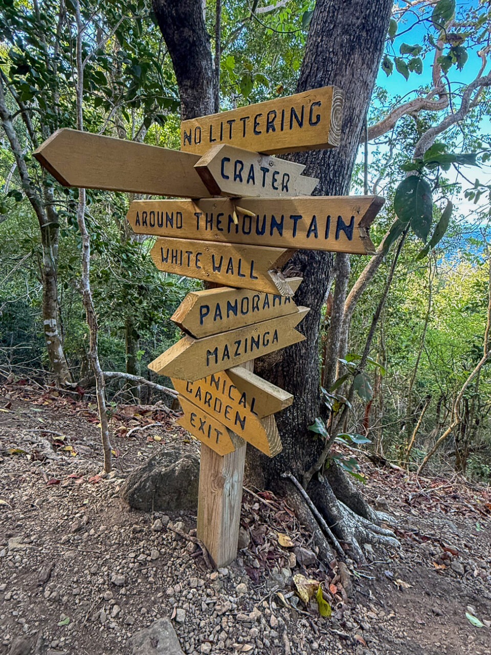 Schilder weisen den Weg im Nationalpark Quill