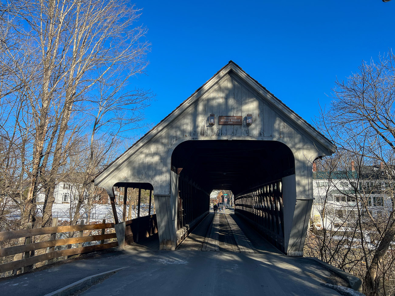 Die hölzerne Middle Bridge in Woodstock, Vermont
